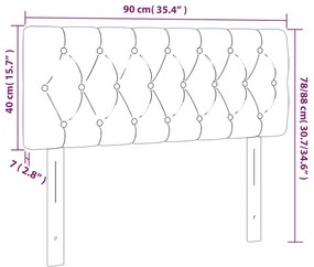 Cabeceira de cama c/ luzes LED veludo 90x7x78/88cm cinza-escuro