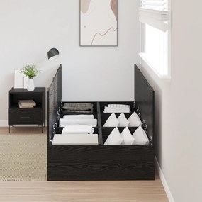 Cama de Armazenamento Carvalho Preto 90x200 cm