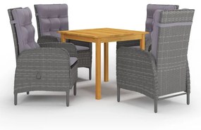 vidaXL 5 pcs conjunto de jantar para jardim cinzento
