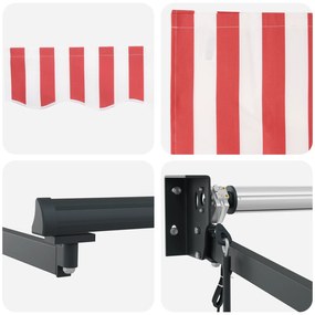 Toldo Retrátil Automático Listrado Vermelho e Branco 450x300 cm