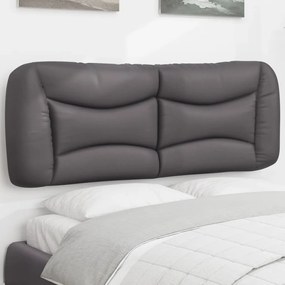 vidaXL Almofadão de cabeceira 140 cm couro artificial cinzento
