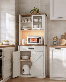 Aparador vintage com iluminação e com 2 tomadas 39,7 x 80,4 x 180,3 cm em branco vintage