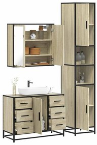 vidaXL 3 pcs conj. móveis casa banho derivados madeira carvalho sonoma