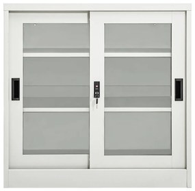 Armário com porta deslizante aço 90x40x90 cm cinzento-claro