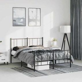 vidaXL Estrutura de cama com cabeceira e pés 150x200 cm metal preto