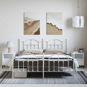 Estrutura de cama com cabeceira e pés 183x213 cm metal branco