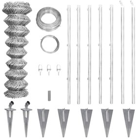 Cerca de arame com postes/espetos 15x1 m aço galvanizado