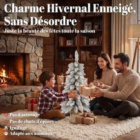 Árvore de Natal Artificial de Mesa, 46 x 46 x 90 cm, 107 Pontas Nevadas, Branco