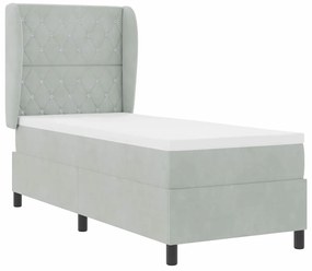 Cama Box com Colchão Cinza Claro 80 x 200 cm de Veludo