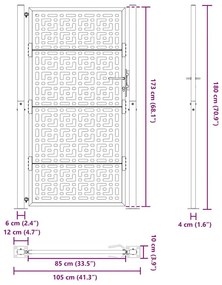 Portão de jardim 105x180 cm design cruzado de aço resistente