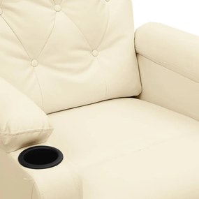 Poltrona de massagens elevatória couro artificial cor creme