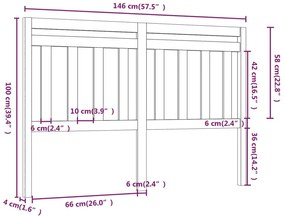 Cabeceira de cama 146x4x100 cm pinho maciço castanho mel