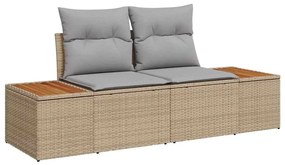 Sofá de Jardim 6 Peças com Almofadas Bege em Rattan de Polipropileno e