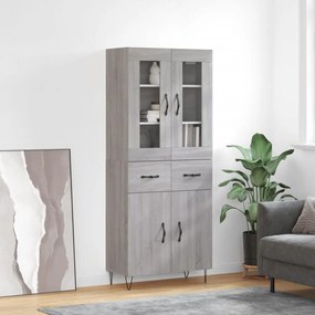 vidaXL Armário alto 69,5x34x180 cm derivados de madeira sonoma cinza