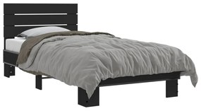 Estrutura de cama 90x190 cm derivados de madeira e metal preto