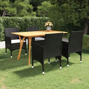 vidaXL 5 pcs conjunto de jantar para jardim preto
