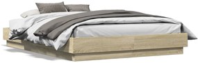 Estrutura de cama com luzes LED 140x190 cm carvalho sonoma