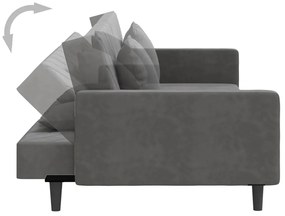 Sofá-cama 2 lugares com duas almofadas veludo cinzento-escuro
