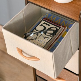 Móvel Tower de 31 cm com 4 Gavetas em Tecido - Design Rústico