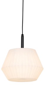 Candeeiro de suspensão exterior moderno preto com cúpula branca 33 cm IP44 - Robbert Moderno