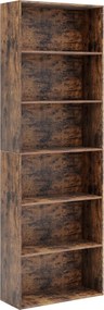 Estante aberta de 6 níveis 60 x 23,5 x 178 cm moderna para sala, quarto ou escritório Café