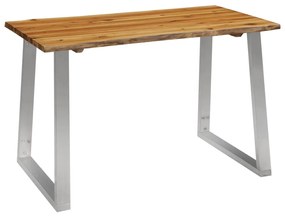 vidaXL Mesa de jantar 120x65x75 cm acácia maciça e aço inoxidável