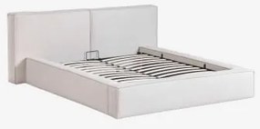 Cama Com Canapé Abatível Estofada Lunari Chenille Branco Pérola & 160 X 200 Cm & Sem Colchão - Sklum