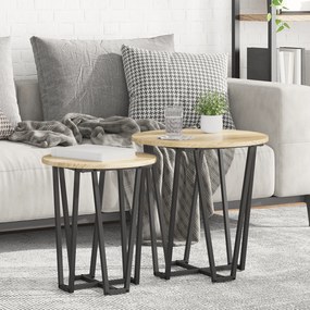 Mesa de Apoio vidaXL 2 pcs Madeira de Carvalho Sonoma e Metal
