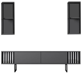 Unidade TV Chrome Line – Antracite/Preto – TV Stand: 180x30x48 cm, Pra