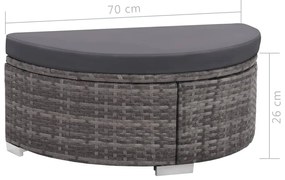 8 pcs conjunto lounge de jardim c/ almofadões vime PE cinzento