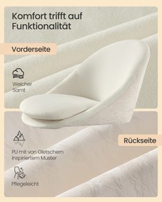 Cadeira para escritório em casa, ajustável em altura, com almofada estofada em branco creme