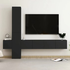 5 pcs conjunto de móveis de TV derivados de madeira preto