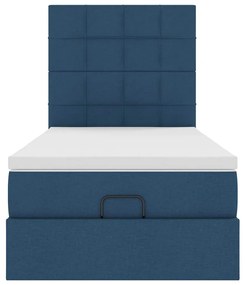 Cama otomana com colchão 90x200 cm tecido azul