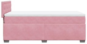Cama com molas/colchão 100x200 cm veludo rosa