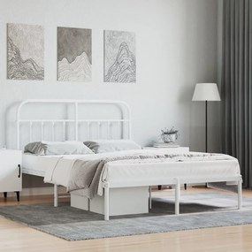 vidaXL Estrutura de cama com cabeceira 140x190 cm metal branco