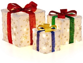 Decoração de caixas de presentes iluminada com 48 luzes quentes para festas de Natal multicolorido