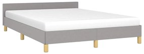 Estrutura de cama sem colchão 140x190 cm tecido cinzento-claro