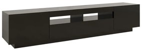 Móvel de TV com luzes LED 200x35x40 cm preto