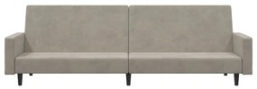 Sofá-cama de 2 lugares veludo cinzento-claro