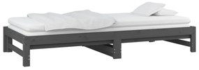 Sofá-cama de puxar 2x(90x200) cm pinho maciço cinza