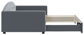 Sofá-cama com gavetão 100x200 cm veludo cinzento-escuro