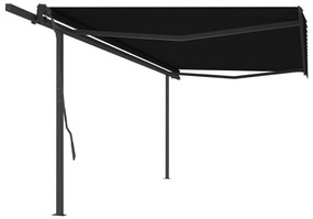 vidaXL Toldo retrátil manual com postes 5x3,5 m antracite