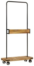 Suporte para roupa c/ rodas 90x35x190 cm mangueira maciça/ferro
