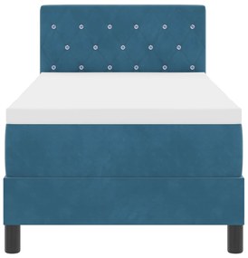 Camas Box Spring vidaXL com Colchão Azul Escuro 80x200 cm Veludo