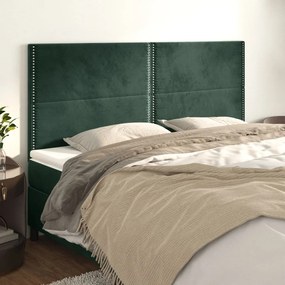 Cabeceira de cama 4 pcs veludo 90x5x78/88 cm verde-escuro