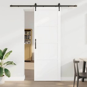 vidaXL Porta Deslizante com Ferragens 'ORKDAL'Branca, Madeira Sólida de Pinheiro