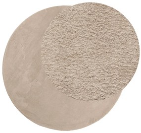 Tapete pelo curto macio e lavável HUARTE Ø 100 cm cor areia