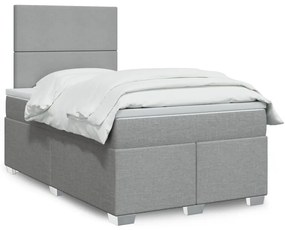Cama boxspring com colchão 120x190 cm tecido cinzento-claro