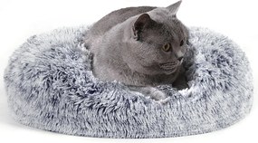 Cama para cães e gatos redonda 50 x 20 cm (Ø x A) com capa macia cinzenta