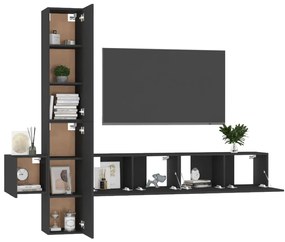Conjunto de 5 Móveis de Parede de TV Faial M - Preto - Design Moderno